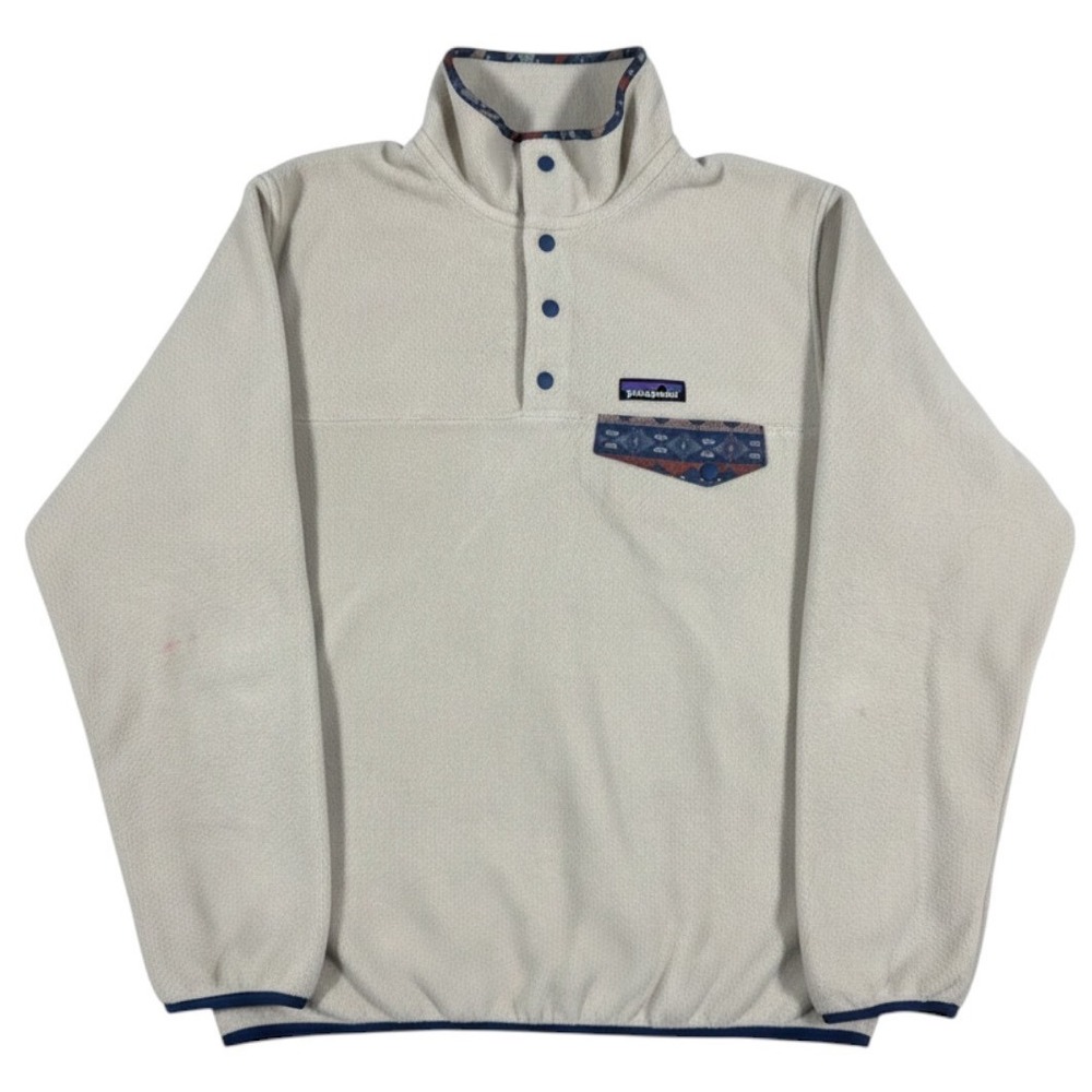 Vintage Patagonia Synchilla Fleece Pullover Mens Medium Oatmeal Snap-T Outdoors
